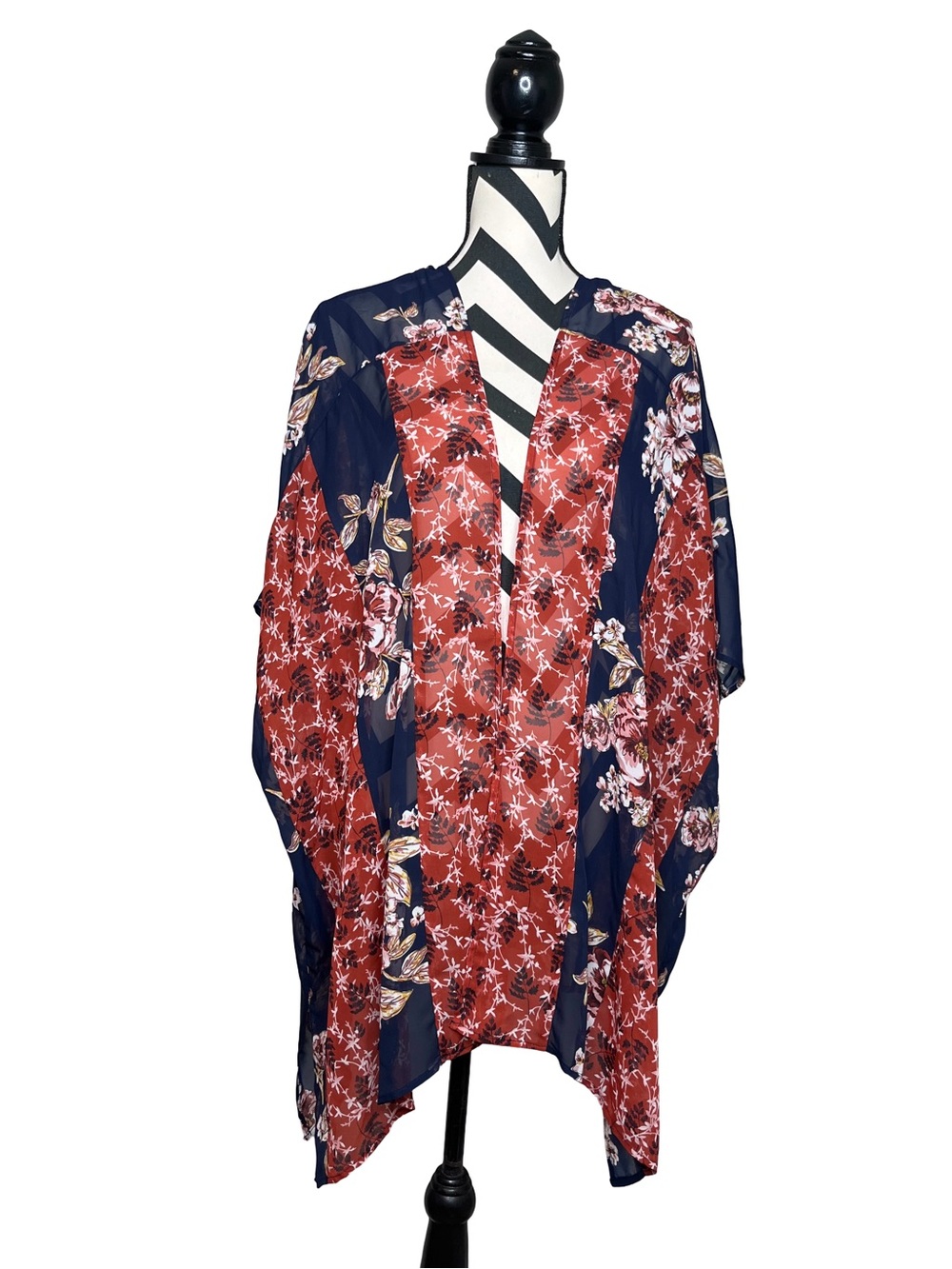 NWT Boho Whimsigoth Sheer Lightweight Floral Open Front Kimono Sz 14/16W